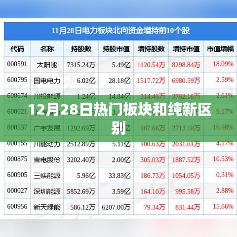 12月28日热门板块与纯新板块差异解析
