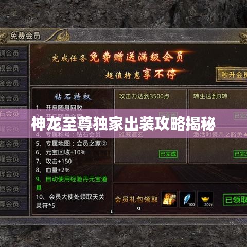 神龙至尊独家出装攻略揭秘