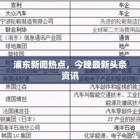 浦东新闻热点，今晚最新头条资讯