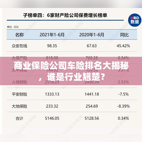 商业保险公司车险排名大揭秘，谁是行业翘楚？