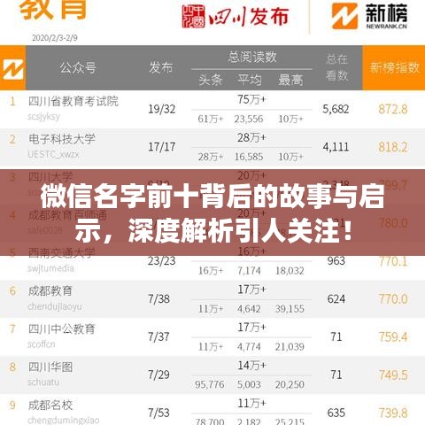 微信名字前十背后的故事与启示，深度解析引人关注！