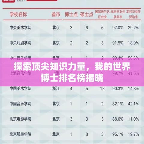 探索顶尖知识力量，我的世界博士排名榜揭晓