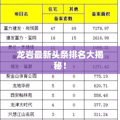 龙岩最新头条排名大揭秘！